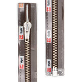 Rits deelbaar | Opti | metaal zilver M60 | 65 cm | 881 donkerbruin Deelbare Rits OPTI - D - M60 - ZILVER - 65 - CM - 881 - DONKERBRUIN